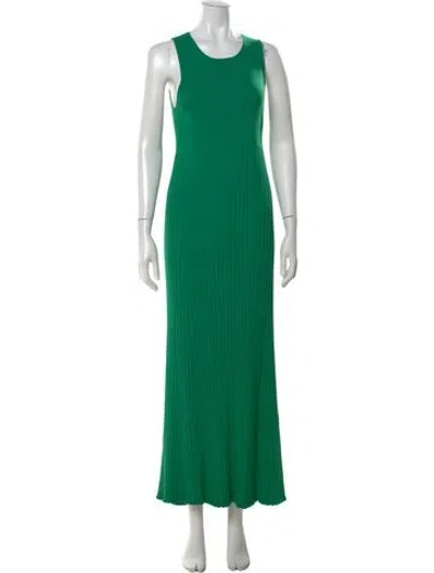 Pre-owned Marina Moscone Crew Neck Long Dress In Green