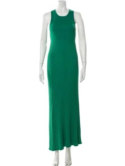 Pre-owned Marina Moscone Crew Neck Long Dress In Green
