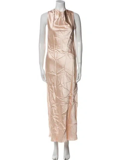 Pre-owned Marina Moscone Crew Neck Long Dress In Pink