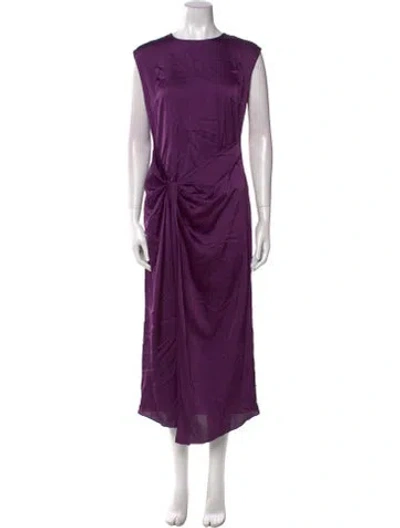 Pre-owned Marina Moscone Crew Neck Long Dress In Purple