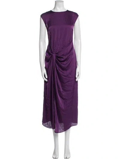Pre-owned Marina Moscone Crew Neck Long Dress In Purple