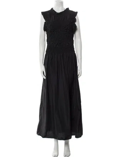 Pre-owned Marina Moscone Crew Neck Long Dress W/ Tags In Black