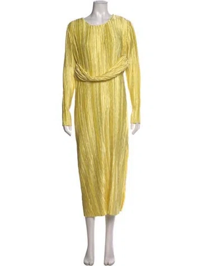 Pre-owned Marina Moscone Crew Neck Long Dress In Yellow