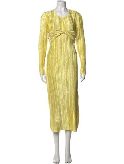 Pre-owned Marina Moscone Crew Neck Long Dress In Yellow