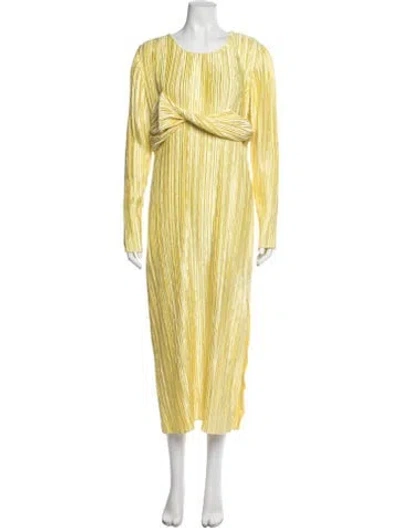 Pre-owned Marina Moscone Crew Neck Long Dress In Yellow