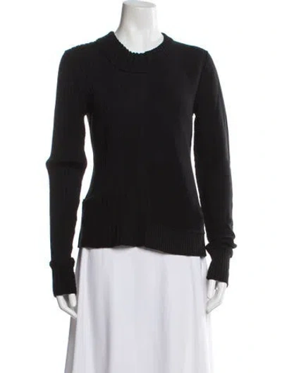 Pre-owned Marina Moscone Crew Neck Long Sleeve Top In Black