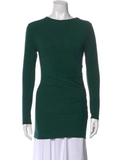 Pre-owned Marina Moscone Crew Neck Long Sleeve Tunic In Green