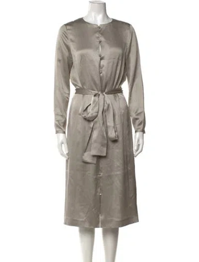 Pre-owned Marina Moscone Crew Neck Midi Length Dress In Grey