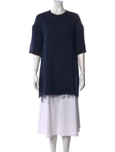 Pre-owned Marina Moscone Crew Neck Short Sleeve Top In Blue