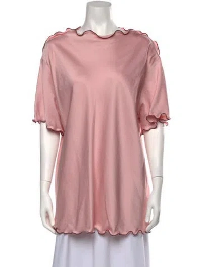 Pre-owned Marina Moscone Crew Neck Short Sleeve Top W/ Tags In Pink