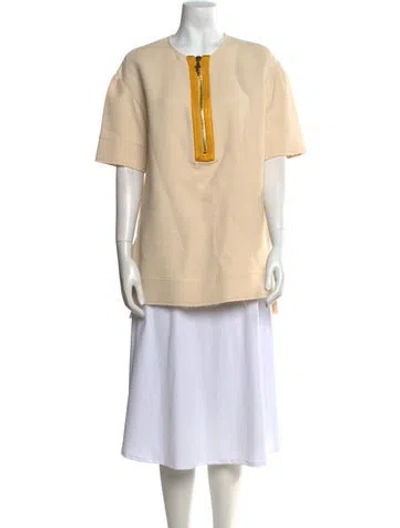 Pre-owned Marina Moscone Crew Neck Short Sleeve Tunic In Brown