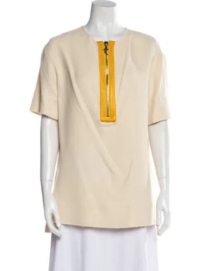 Pre-owned Marina Moscone Crew Neck Short Sleeve Tunic W/ Tags In Neutral