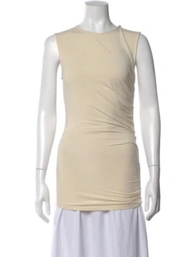 Pre-owned Marina Moscone Crew Neck Sleeveless Top In Neutral