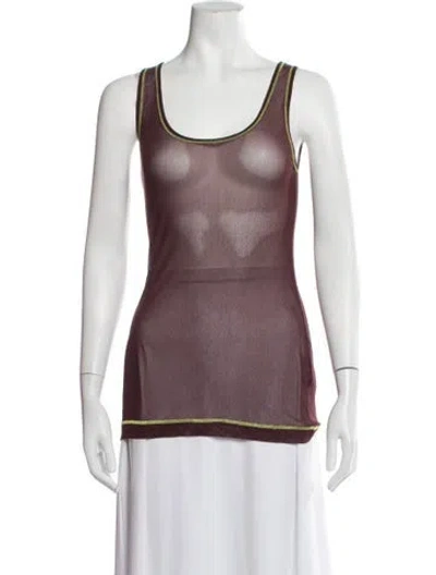 Pre-owned Marina Moscone Crew Neck Sleeveless Top In Red