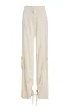 Marina Moscone Crinkled Satin Cargo Trousers In Blue