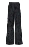 Marina Moscone Crushed Pinstriped Parachute Trousers In Blue