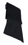 Marina Moscone Draped Pinstriped Triangle Top In Black