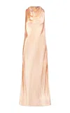 MARINA MOSCONE DRAPED SATIN MAXI DRESS