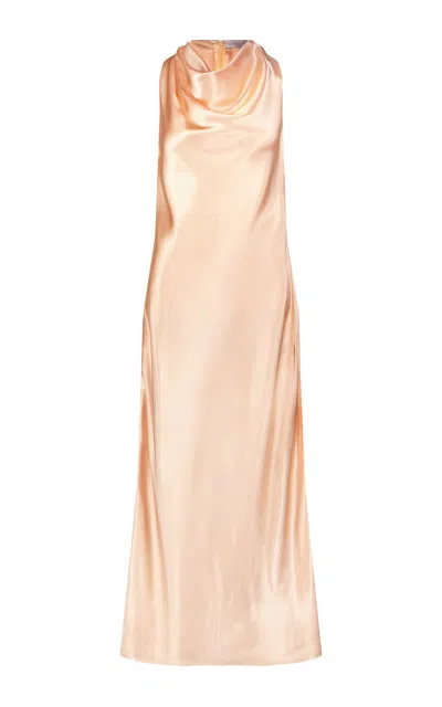 Marina Moscone Draped Satin Maxi Dress In Light Pink