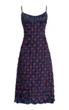 Marina Moscone Embroidered Camisole Dress In Blue