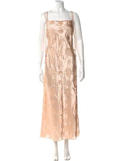 Pre-owned Marina Moscone Floral Print Long Dress In Neutral