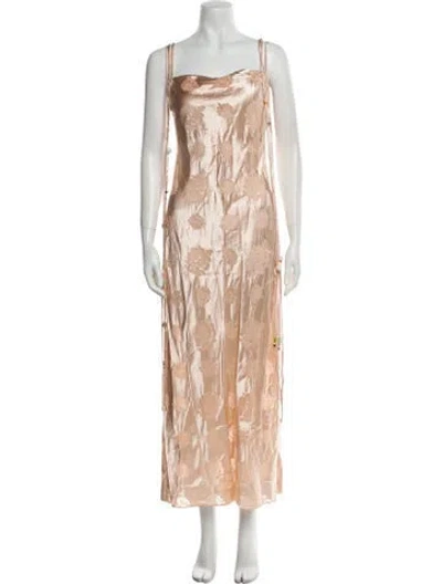 Pre-owned Marina Moscone Floral Print Long Dress W/ Tags In Multi