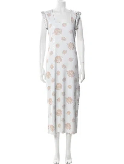 Pre-owned Marina Moscone Floral Print Long Dress W/ Tags In Neutral