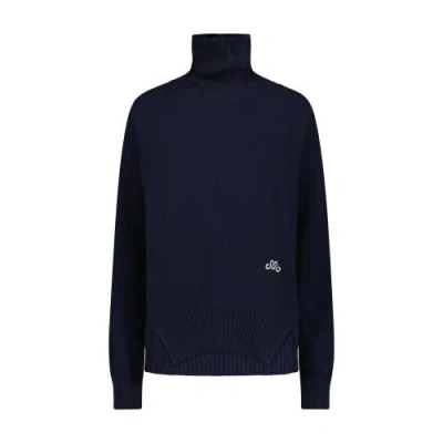 Marina Moscone Funnel Neck Pullover In Navy