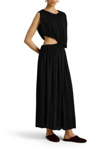Marina Moscone Gathered Draped Dress In Black