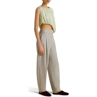 Marina Moscone Gathered Draped Top In Gray