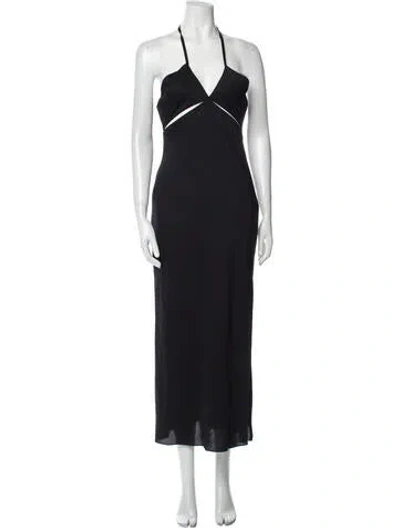 Pre-owned Marina Moscone Halterneck Long Dress W/ Tags In Black