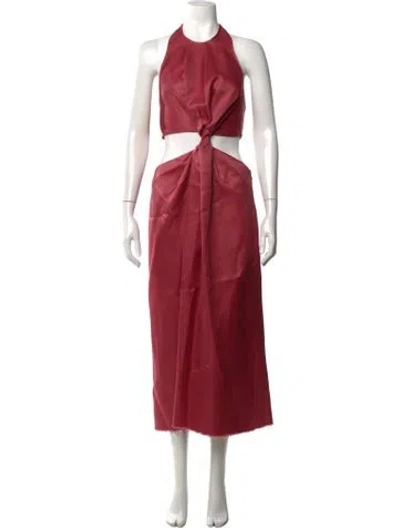 Pre-owned Marina Moscone Halterneck Midi Length Dress In Pink