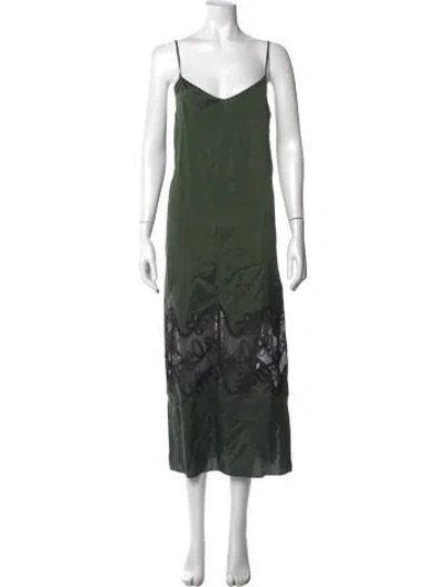 Pre-owned Marina Moscone Lace Pattern Midi Length Dress In Green