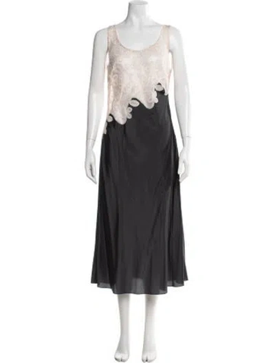 Pre-owned Marina Moscone Lace Pattern Midi Length Dress W/ Tags In Gray