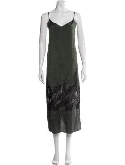 Pre-owned Marina Moscone Lace Pattern Midi Length Dress W/ Tags In Green