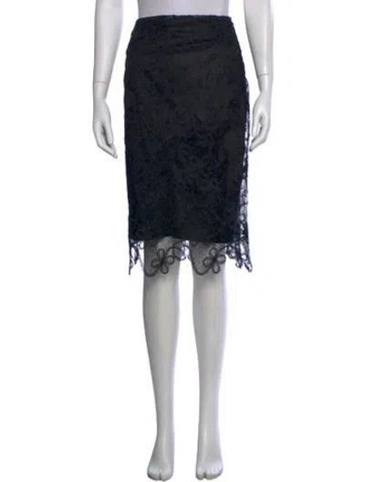 Pre-owned Marina Moscone Lace Pattern Midi Length Skirt W/ Tags In Black