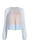 Marina Moscone Layered Silk Top In Blue