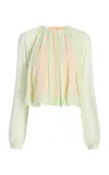 Marina Moscone Layered Silk Top In Green