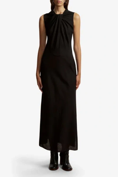 Marina Moscone Lightweight Wool Twist Panelled Dress In Black
