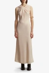 Marina Moscone Lightweight Wool Twist Panelled Dress In Rose Quartz