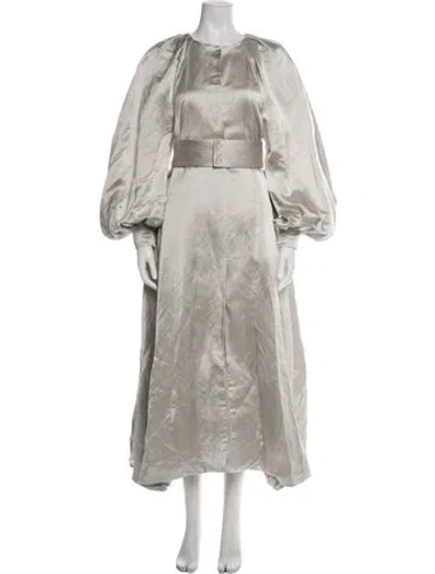 Pre-owned Marina Moscone Linen Coat In Green