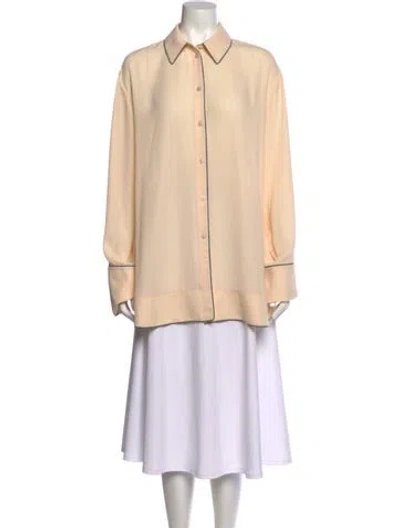 Pre-owned Marina Moscone Long Sleeve Button-up Top W/ Tags In Neutral