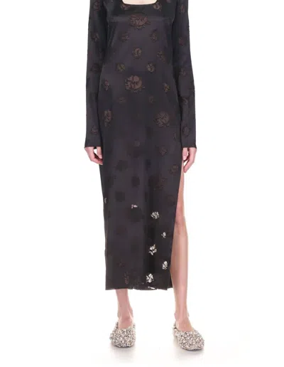 Marina Moscone Long Sleeve Floral Sheath Dress In Black