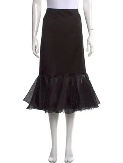 Pre-owned Marina Moscone Mesh Accents Long Skirt W/ Tags In Black