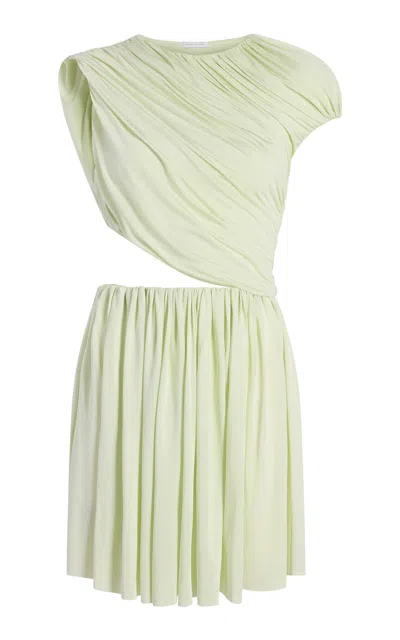 Marina Moscone Mini Gathered Draped Dress In Green