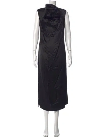 Pre-owned Marina Moscone Mock Neck Long Dress In Black