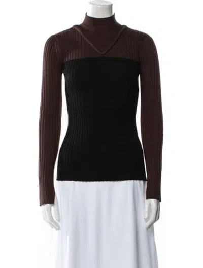 Pre-owned Marina Moscone Mock Neck Long Sleeve Sweatshirt In Black