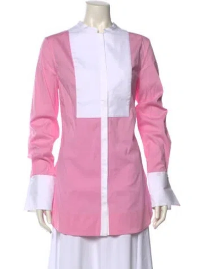 Pre-owned Marina Moscone Mock Neck Long Sleeve Tunic In Pink