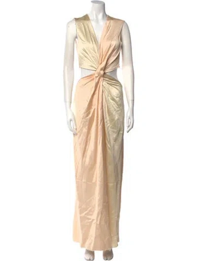 Pre-owned Marina Moscone Nylon Long Dress In Neutral