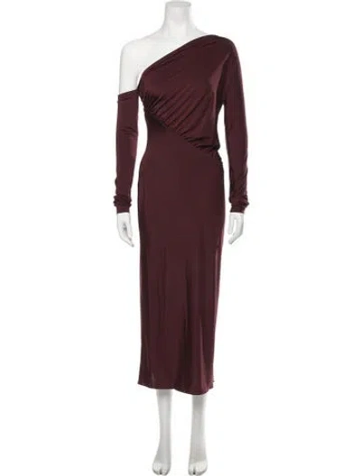 Pre-owned Marina Moscone One-shoulder Long Dress W/ Tags In Burgundy
